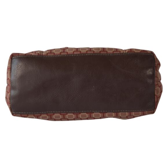 Vintage Nine West Tapestry Mini Handbag Brown Faux Leather Top Handle Purse Y2K - Picture 7 of 8